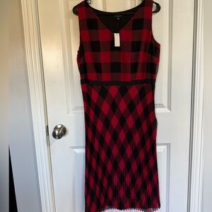 Talbots Red and Black Plaid Midi Dress